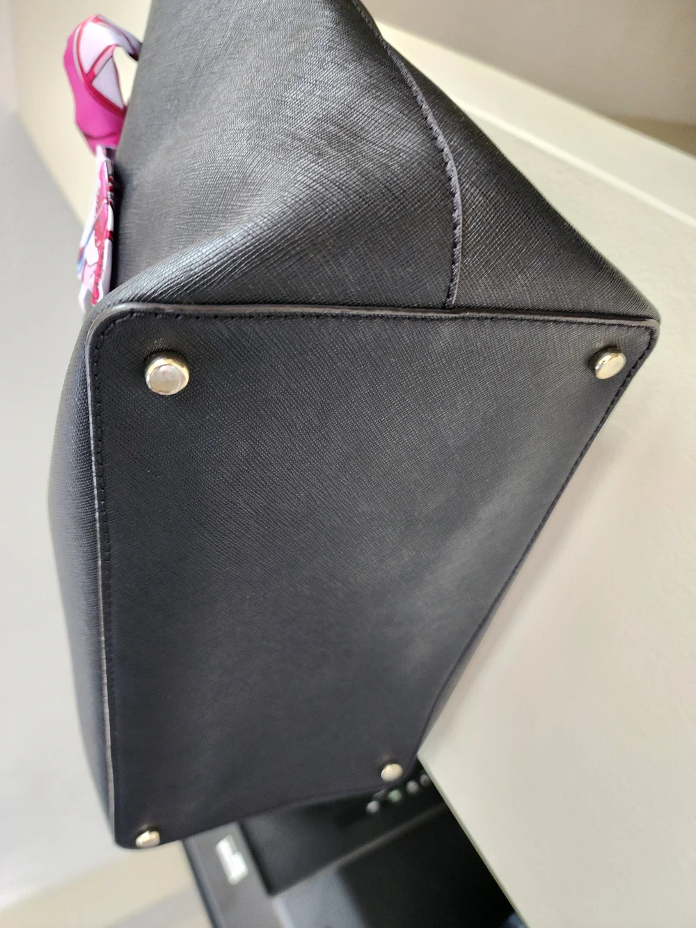 Kate spade Black Saffiano Leather Tote with Pink Scarf Accent - Picture 4 of 5